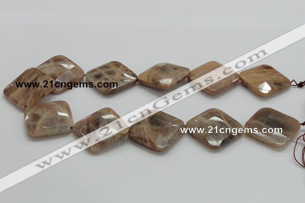 CSS113 15.5 inches 30*30mm faceted diamond natural sunstone beads