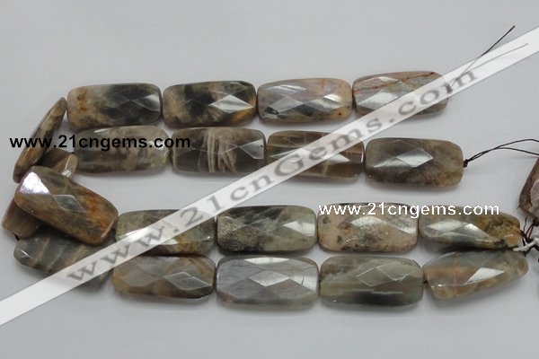 CSS116 15.5 inches 20*40mm faceted rectangle natural sunstone beads