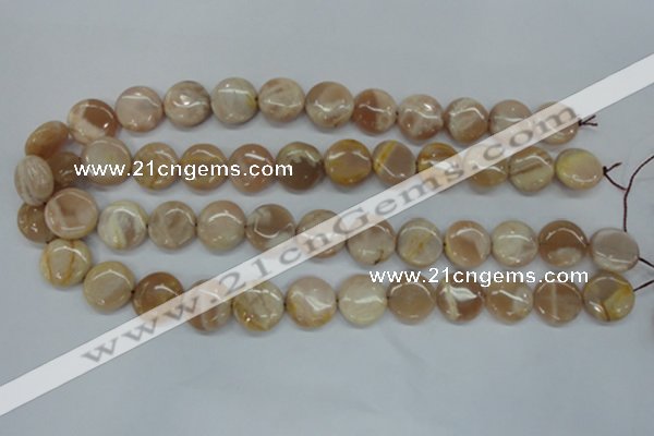 CSS228 15.5 inches 16mm flat round natural sunstone beads