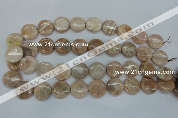 CSS239 15.5 inches 20mm flat round natural sunstone beads