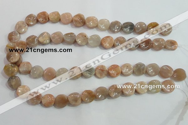 CSS255 15.5 inches 14mm twisted coin natural sunstone beads