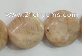 CSS256 15.5 inches 20mm twisted coin natural sunstone beads