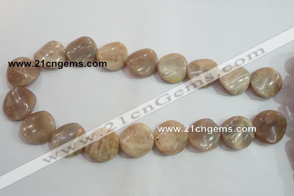 CSS256 15.5 inches 20mm twisted coin natural sunstone beads