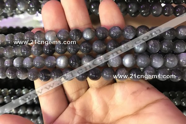 CSS316 15.5 inches 8mm round black sunstone gemstone beads