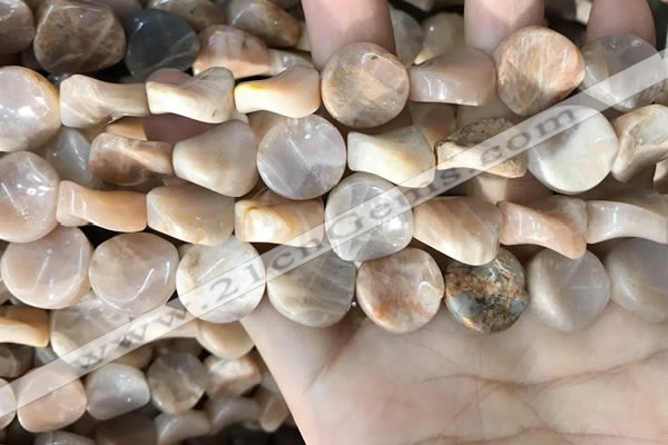 CSS437 15.5 inches 16mm twisted coin sunstone beads wholesale