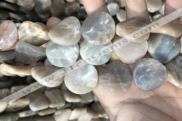 CSS440 15.5 inches 25mm twisted coin sunstone beads wholesale