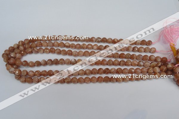 CSS502 15.5 inches 7mm faceted round natural golden sunstone beads