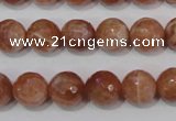 CSS506 15.5 inches 11mm faceted round natural golden sunstone beads