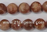 CSS508 15.5 inches 14mm faceted round natural golden sunstone beads