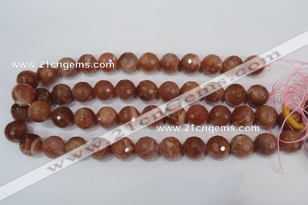 CSS509 15.5 inches 16mm faceted round natural golden sunstone beads