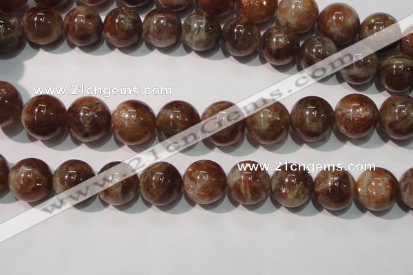 CSS557 15.5 inches 14mm round natural golden sunstone beads