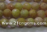 CSS611 15.5 inches 6mm faceted round yellow sunstone gemstone beads