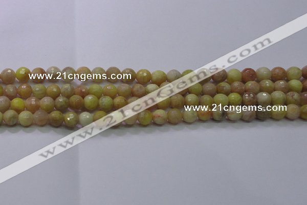 CSS611 15.5 inches 6mm faceted round yellow sunstone gemstone beads