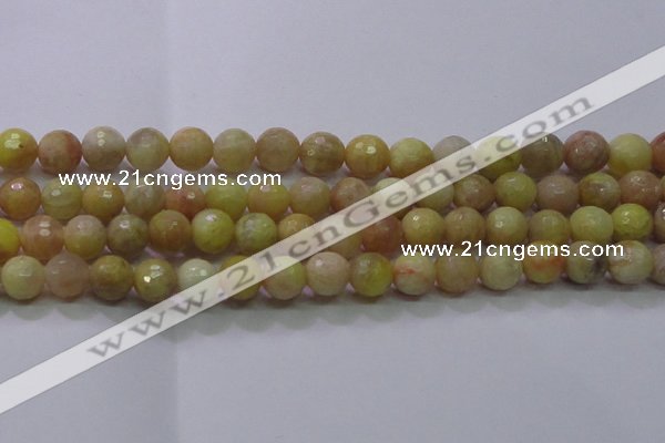 CSS613 15.5 inches 10mm faceted round yellow sunstone gemstone beads