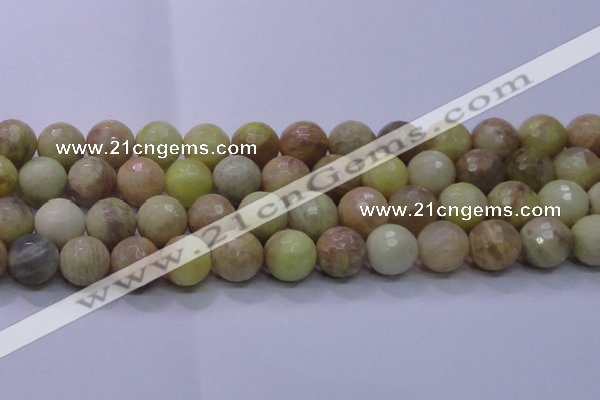 CSS616 15.5 inches 16mm faceted round yellow sunstone gemstone beads