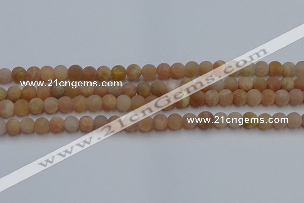 CSS651 15.5 inches 6mm round matte sunstone beads wholesale