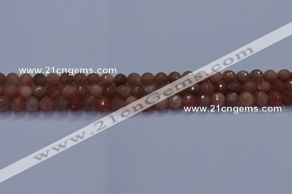 CSS671 15.5 inches 6mm faceted round sunstone gemstone beads