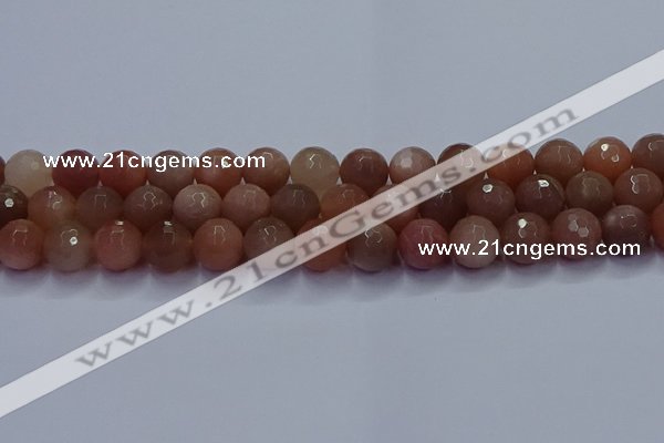 CSS674 15.5 inches 12mm faceted round sunstone gemstone beads wholesale