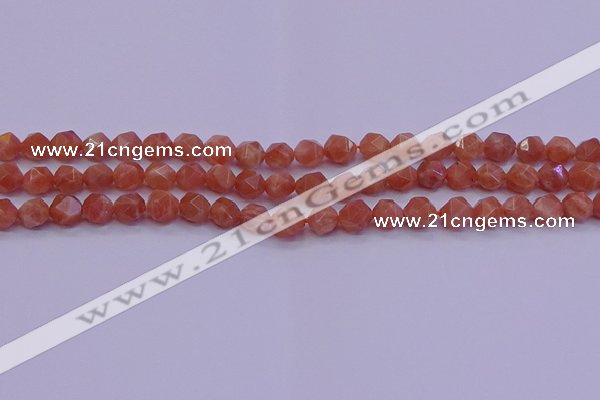 CSS681 15.5 inches 6mm faceted nuggets natural sunstone beads