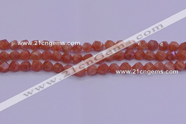 CSS682 15.5 inches 8mm faceted nuggets natural sunstone beads