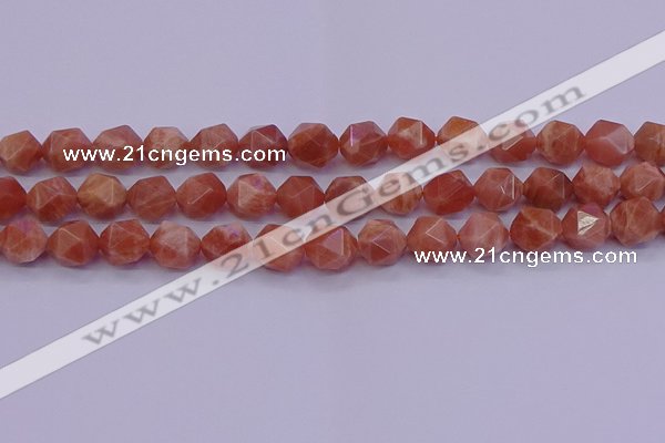 CSS684 15.5 inches 12mm faceted nuggets natural sunstone beads