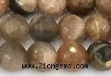 CSS831 15 inches 8mm faceted round sunstone beads