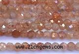 CSS835 15 inches 2mm faceted round golden sunstone beads