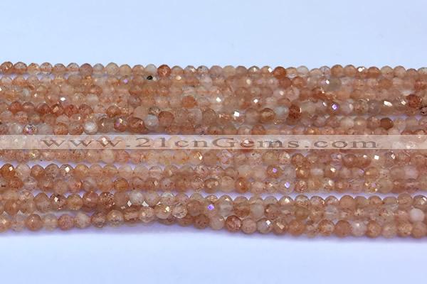 CSS836 15 inches 3mm faceted round golden sunstone beads