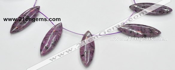 CSU25 AB grade 20*60mm flat rice dyed natural sugilite beads