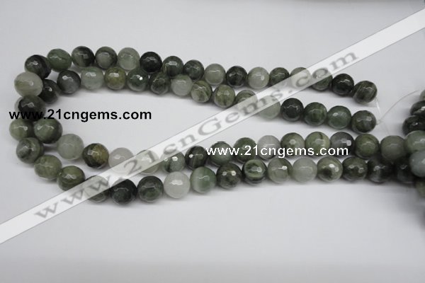 CSW15 15.5 inches 12mm faceted round seaweed quartz beads wholesale