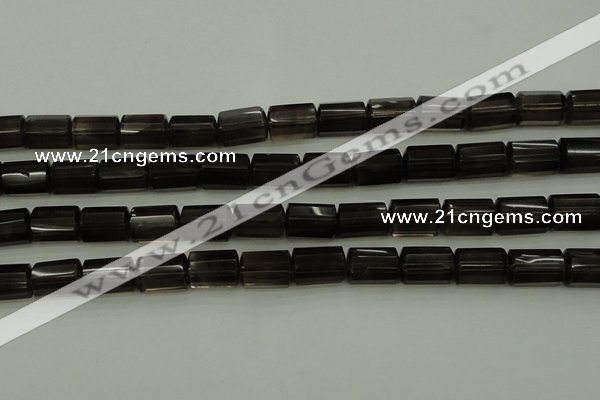 CTB100 15.5 inches 8*12mm faceted tube smoky quartz beads