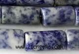 CTB1034 15 inches 8*16mm - 8*18mm tube blue spot stone beads
