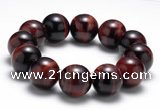 CTB11 9 inches 18mm round red tiger eye stretch bracelet