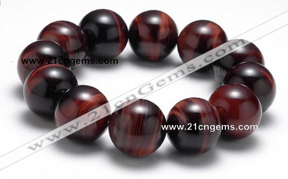 CTB11 9 inches 18mm round red tiger eye stretch bracelet