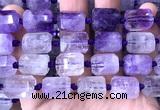 CTB1103 15 inches 12*16mm faceted tube amethyst gemstone beads