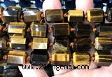 CTB1110 15 inches 12*16mm faceted tube yellow tiger eye beads