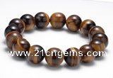 CTB12 8 inches 12mm round yellow tiger eye stretch bracelet