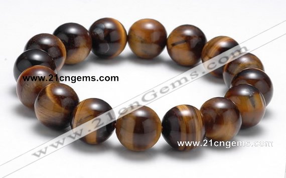 CTB12 8 inches 12mm round yellow tiger eye stretch bracelet