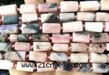 CTB1232 15 inches 8*12mm - 8*14mm faceted tube pink opal beads