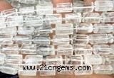 CTB1250 15 inches 6*10mm - 8*12mm faceted tube white crystal beads