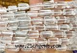 CTB1251 15 inches 6*10mm - 8*12mm faceted tube white crystal beads