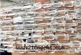CTB1252 15 inches 6*10mm - 8*12mm faceted tube white crystal beads