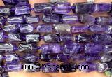 CTB1255 15 inches 6*10mm - 8*12mm faceted tube amethyst beads