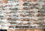 CTB1265 6*10mm - 8*12mm faceted tube black mica quartz beads