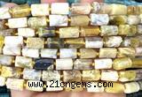 CTB1289 15 inches 6*10mm - 8*12mm faceted tube yellow opal beads