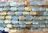 CTB1291 15 inches 6*10mm - 8*12mm faceted tube blue calcite beads