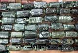 CTB1295 15 inches 6*10mm - 8*12mm faceted tube seraphinite beads
