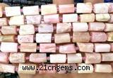 CTB1297 15 inches 6*10mm - 8*12mm faceted tube pink opal beads