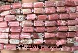 CTB1298 15 inches 6*10mm - 8*10mm faceted tube fowlerite beads