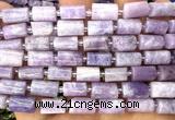 CTB1301 15 inches 6*10mm - 8*12mm faceted tube lepidolite beads